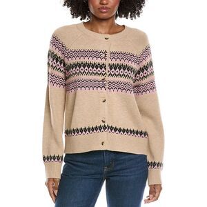 Cece Womens  Fair Isle Wool-Blend Cardigan, Tan